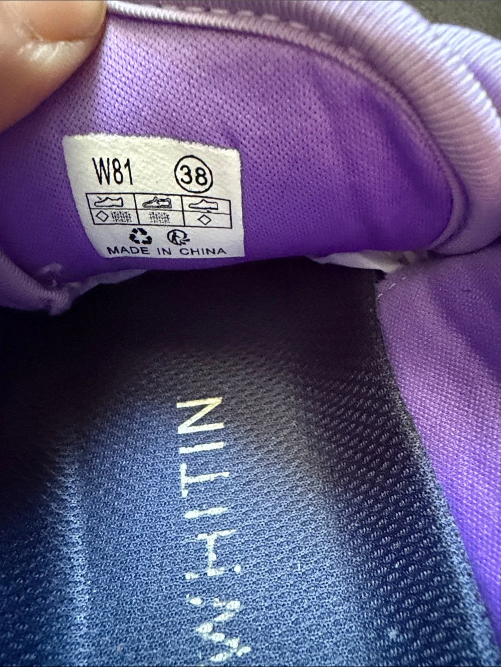 WITHIN Minimalist Barefoot Lilac Womens 38/7.5-8 Sneakers Active Zero Drop Sole